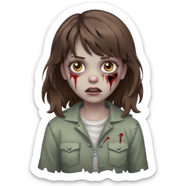Zombie girl with medium wavy hair and bangs. sticker