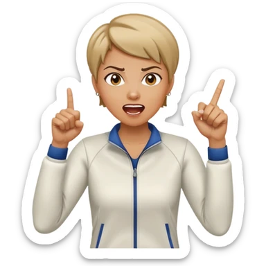 female sport coach pointing finger and yelling sticker