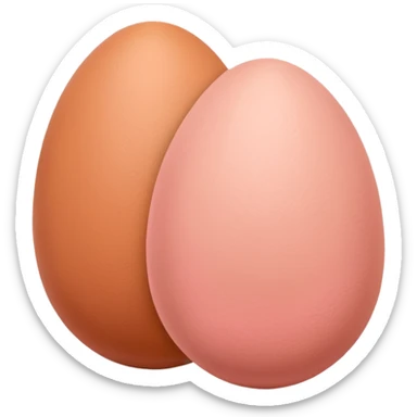two skin tone peachy beige-pink egg shaped balls/spheres, both same size and same color, add a wrinkly skin texture to both.  sticker