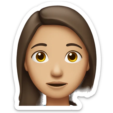 Sad brunette girl with long brown hair sticker