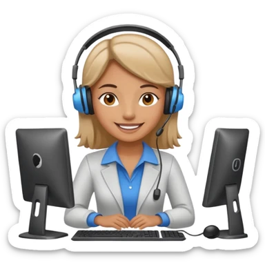 The woman working at the computer store sticker