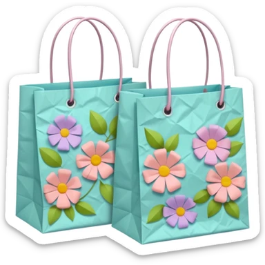 2 aesthetic shopping bag with pattern sticker