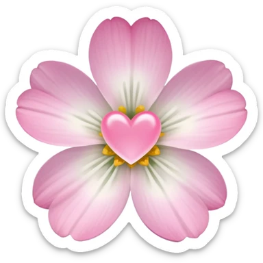 clear white flower with mini pink heart center  sticker