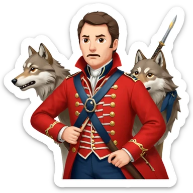 Loyalist Patrick Ferguson at the Revolutionary war Battle of Kings Mountain, with Wolves around him. sticker