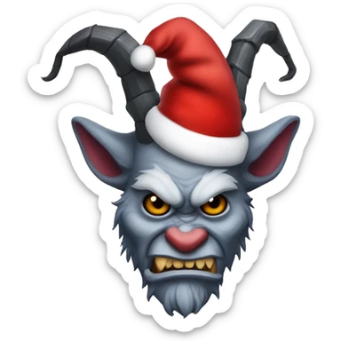 Krampus wearing Santa hat sticker