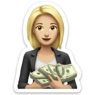 Blonde woman with lots of cash sticker