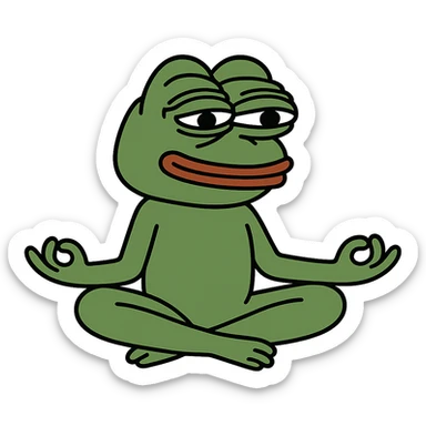 create a pepe doing yoga, white background sticker