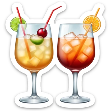 Two elegant specialty cocktails clinking sticker