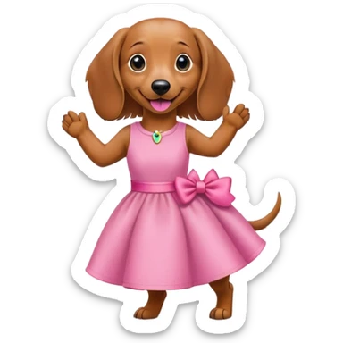 Dachshund in a pink dress sticker