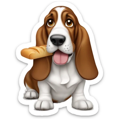 basset hound with french bread sticker