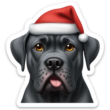 Three cane Corso dogs with Santa hats one black  sticker