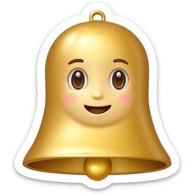golden bell emoji,
cute emoji style, mobile game emoji,
soft 3D look, smooth gradients,
white outline sticker style,
no background sticker