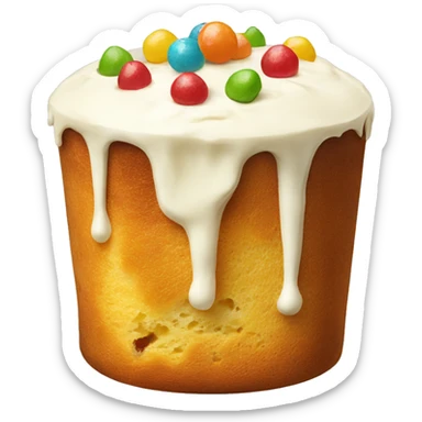 Panettone with white cream and candies sticker