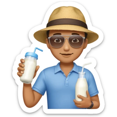 man full body buying a milk sticker