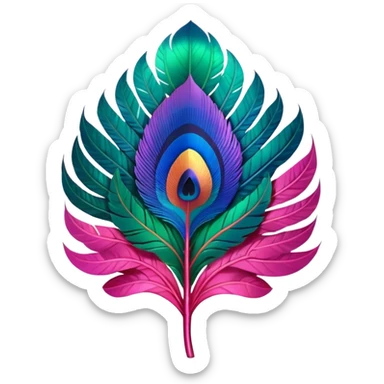 Futuristic, bold, colorful, highly detailed, isolated 3D render, lush full soft appearance, very colorful highly futuristic unrealistic Peacock Begonia feather sticker