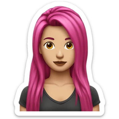 pink-punk-brunet-long-hair sticker