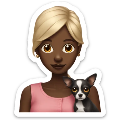 portrait of a dark-skinned girl with Chihuahua sticker