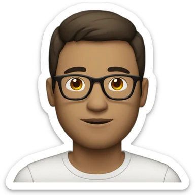 man with laptop in front, round glasses, pale skin and dark brown hair sticker