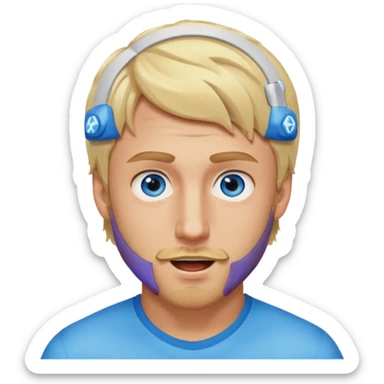 Genmoji style portrait of Logan Paul, blonde hair, blue eyes, short beard, energetic expression sticker
