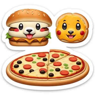 Happy face chicken, nugget cheeseburger, pizza, panda sticker