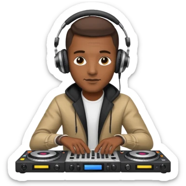 man dj with setup sticker