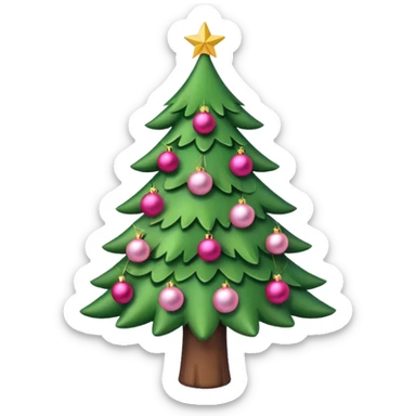 Cute christmas tree with pink decoration sticker