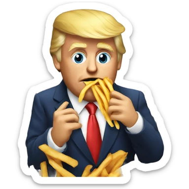 Trump eating French fries sticker
