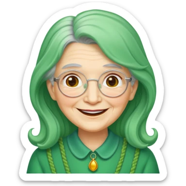 long green haired grandma sticker