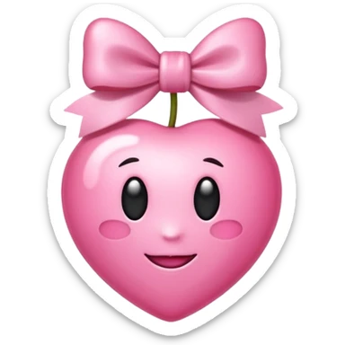 Light Pink cherry emoji with pink bow sticker