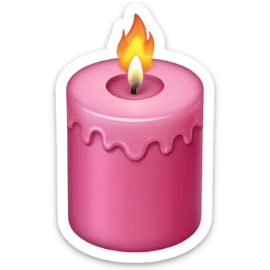 Draw a pink candle with a flame on it, seen from a bird's eye view sticker