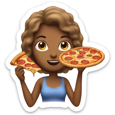 Woman eating pizza sticker