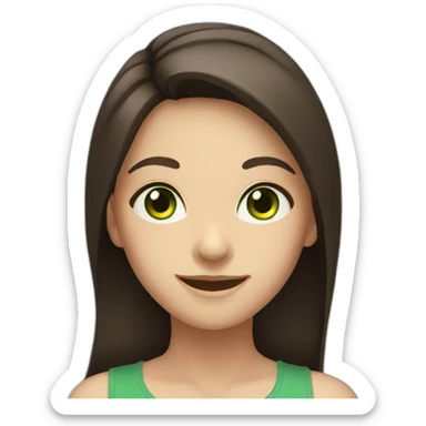 girl smiling with green eyes and long dark brown hair sticker