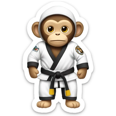 Cute monkey wearing jiujitsu clothing with back mount on another cute monkey also dressed in jiujitsu clothing sticker
