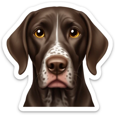 brown gsp dog French Pointer, dark brown roan with eyes, dark brown fur sticker