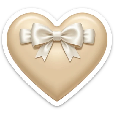 light beige heart with white bow sticker