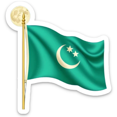 Uzbek flag fluttering in the moon sticker