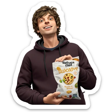 boy with food in kitchen sticker