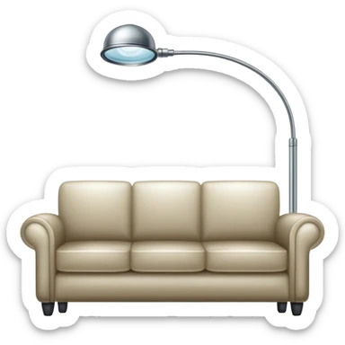 magnifying glass hovering over a couch and floor lamp, detective investigation sticker