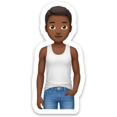 Un personnage noir avec un débardeur blanc et un jean 👖  sticker