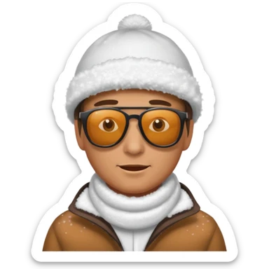 a man laying on snow and covered with snoo sticker