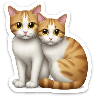 two cats have eaten too much and are sitting in an embrace sticker