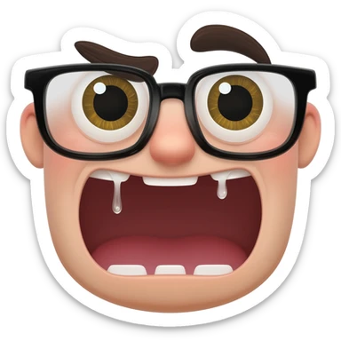 nerd emojo but the mouth is most of the face, and he is drooling sticker