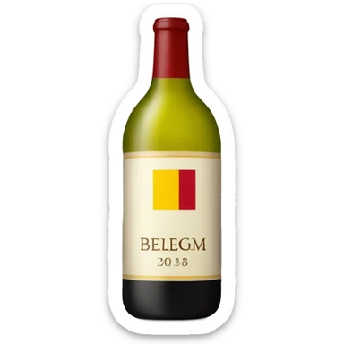 A wine bottle with the Belgium flag on the label sticker