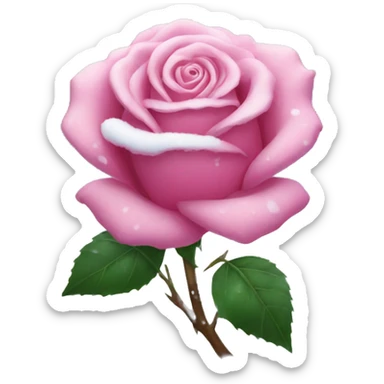 Pink rose with snow sticker