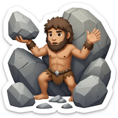 Caveman playing with rocks sticker