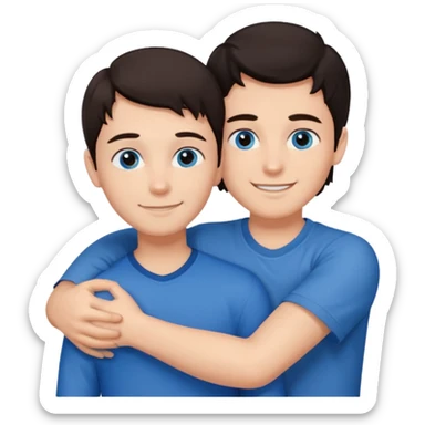  Chłopak z ciemnymi włosami i z ciemnymi oczami przytulający się do brunetki z niebieskimi oczami sticker