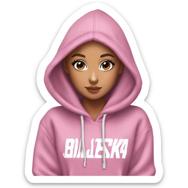 Ariana Grande wearing a hoodie of Blackpink merch sticker