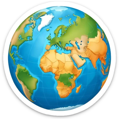 Earth globe showing continents and oceans sticker