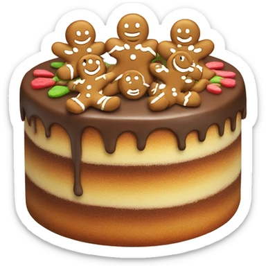 cake with gingerbread men on top sticker
