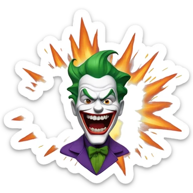 The joker behind an explosion, he has a maniacal expression sticker
